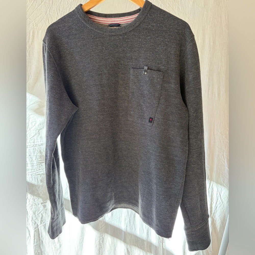 Men's Relwen Charcoal Crewneck Sweater with Chest Pocket